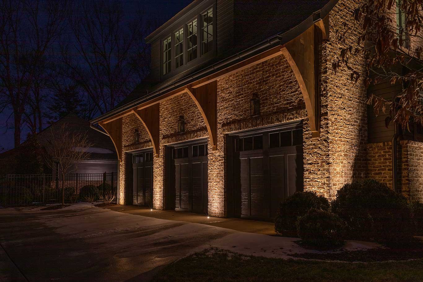 recessed concrete up lights on garage